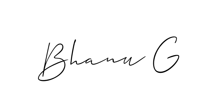 You should practise on your own different ways (Allison_Script) to write your name (Bhanu G) in signature. don't let someone else do it for you. Bhanu G signature style 2 images and pictures png