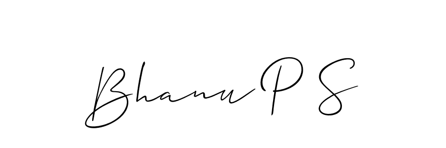 The best way (Allison_Script) to make a short signature is to pick only two or three words in your name. The name Bhanu P S include a total of six letters. For converting this name. Bhanu P S signature style 2 images and pictures png