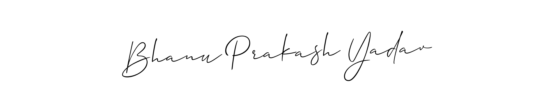 You should practise on your own different ways (Allison_Script) to write your name (Bhanu Prakash Yadav) in signature. don't let someone else do it for you. Bhanu Prakash Yadav signature style 2 images and pictures png