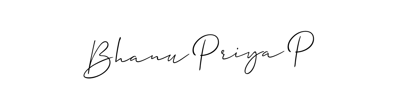 Use a signature maker to create a handwritten signature online. With this signature software, you can design (Allison_Script) your own signature for name Bhanu Priya P. Bhanu Priya P signature style 2 images and pictures png