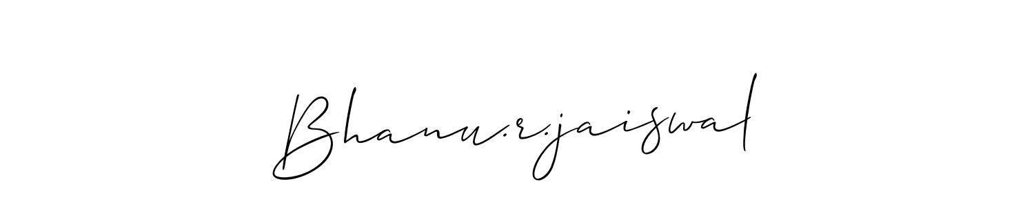 The best way (Allison_Script) to make a short signature is to pick only two or three words in your name. The name Bhanu.r.jaiswal include a total of six letters. For converting this name. Bhanu.r.jaiswal signature style 2 images and pictures png