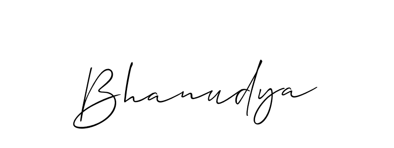 Create a beautiful signature design for name Bhanudya. With this signature (Allison_Script) fonts, you can make a handwritten signature for free. Bhanudya signature style 2 images and pictures png