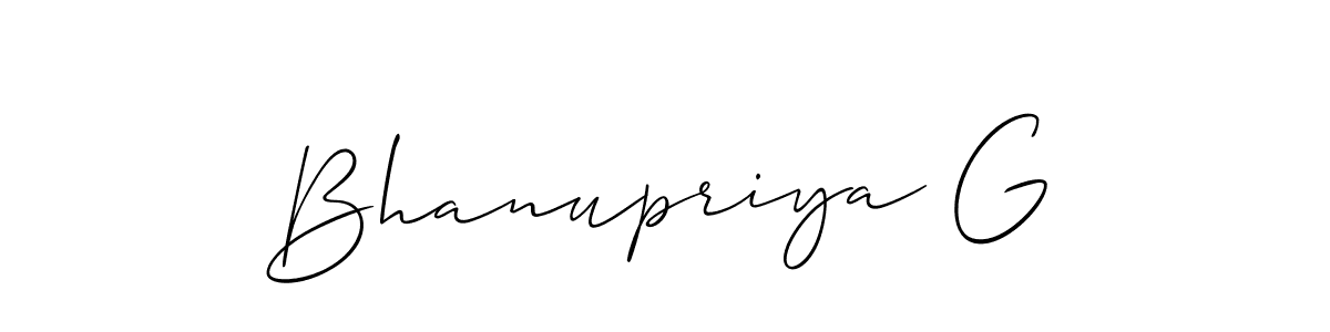 Use a signature maker to create a handwritten signature online. With this signature software, you can design (Allison_Script) your own signature for name Bhanupriya G. Bhanupriya G signature style 2 images and pictures png