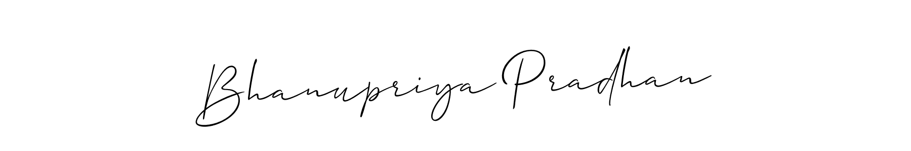 Allison_Script is a professional signature style that is perfect for those who want to add a touch of class to their signature. It is also a great choice for those who want to make their signature more unique. Get Bhanupriya Pradhan name to fancy signature for free. Bhanupriya Pradhan signature style 2 images and pictures png