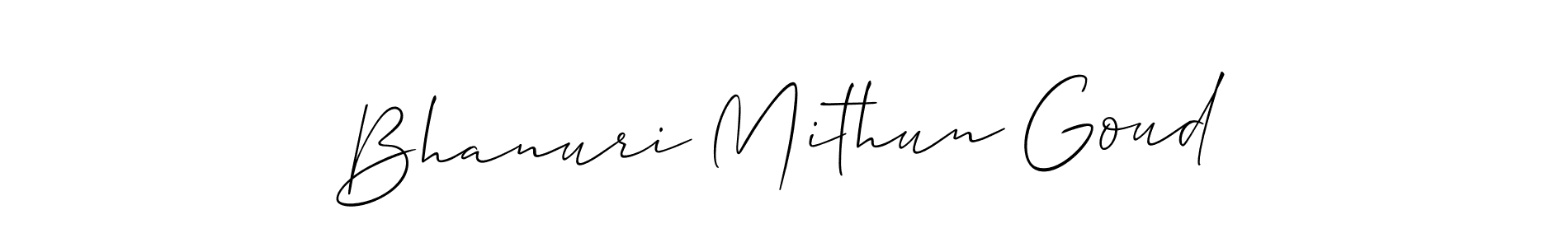 How to make Bhanuri Mithun Goud name signature. Use Allison_Script style for creating short signs online. This is the latest handwritten sign. Bhanuri Mithun Goud signature style 2 images and pictures png