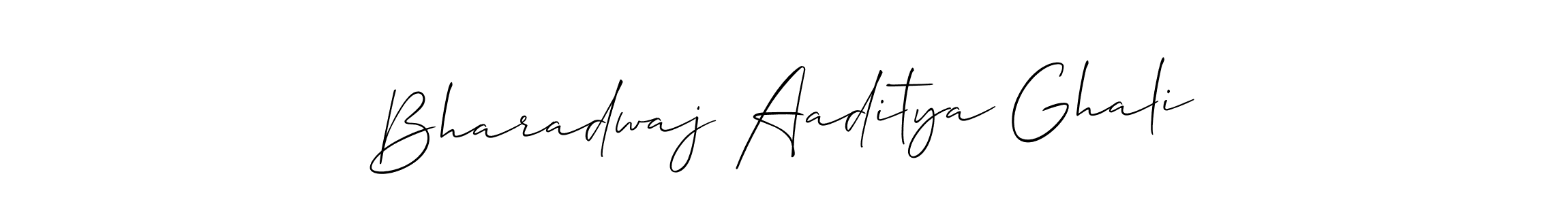 Create a beautiful signature design for name Bharadwaj Aaditya Ghali. With this signature (Allison_Script) fonts, you can make a handwritten signature for free. Bharadwaj Aaditya Ghali signature style 2 images and pictures png