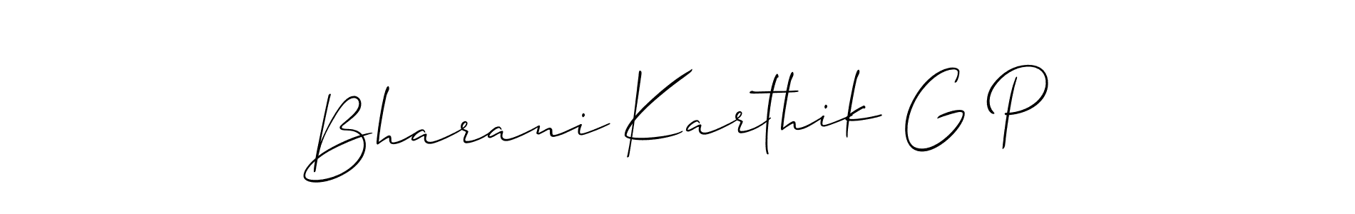 Design your own signature with our free online signature maker. With this signature software, you can create a handwritten (Allison_Script) signature for name Bharani Karthik G P. Bharani Karthik G P signature style 2 images and pictures png