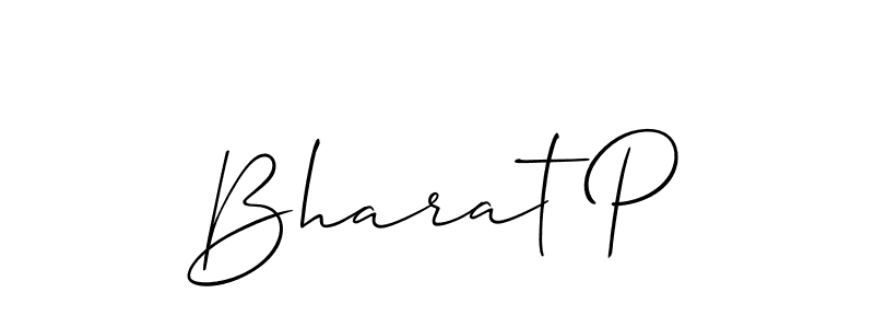 The best way (Allison_Script) to make a short signature is to pick only two or three words in your name. The name Bharat P include a total of six letters. For converting this name. Bharat P signature style 2 images and pictures png