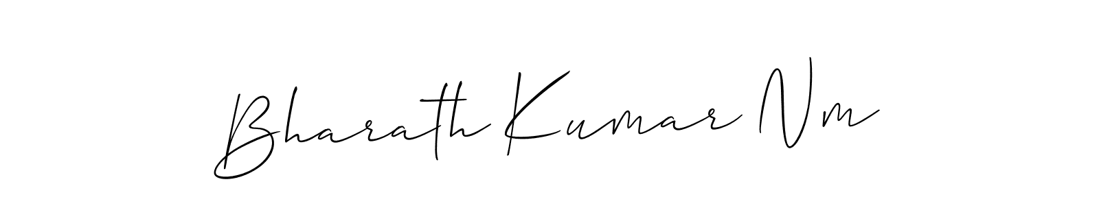 Create a beautiful signature design for name Bharath Kumar Nm. With this signature (Allison_Script) fonts, you can make a handwritten signature for free. Bharath Kumar Nm signature style 2 images and pictures png