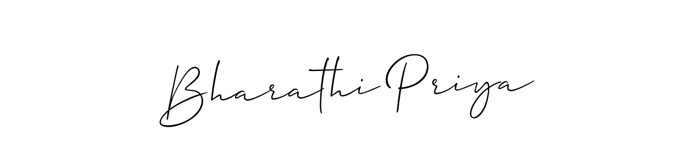 Create a beautiful signature design for name Bharathi Priya. With this signature (Allison_Script) fonts, you can make a handwritten signature for free. Bharathi Priya signature style 2 images and pictures png