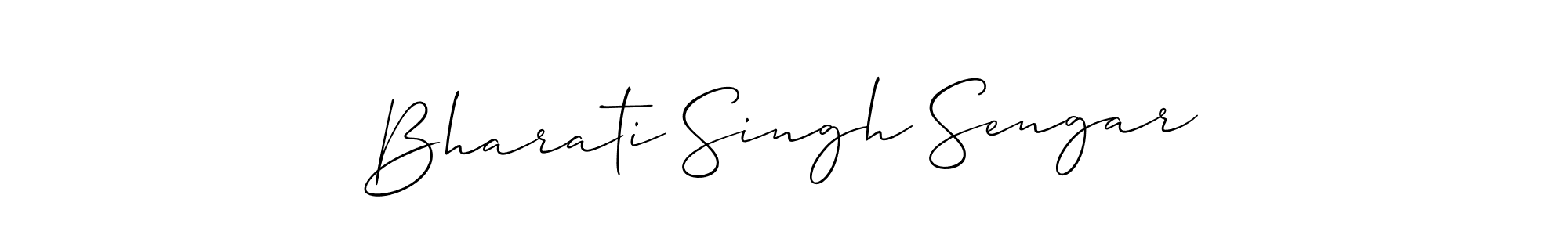 Also You can easily find your signature by using the search form. We will create Bharati Singh Sengar name handwritten signature images for you free of cost using Allison_Script sign style. Bharati Singh Sengar signature style 2 images and pictures png