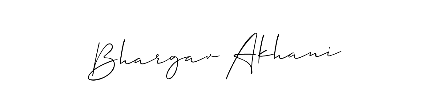 Make a beautiful signature design for name Bhargav Akhani. With this signature (Allison_Script) style, you can create a handwritten signature for free. Bhargav Akhani signature style 2 images and pictures png