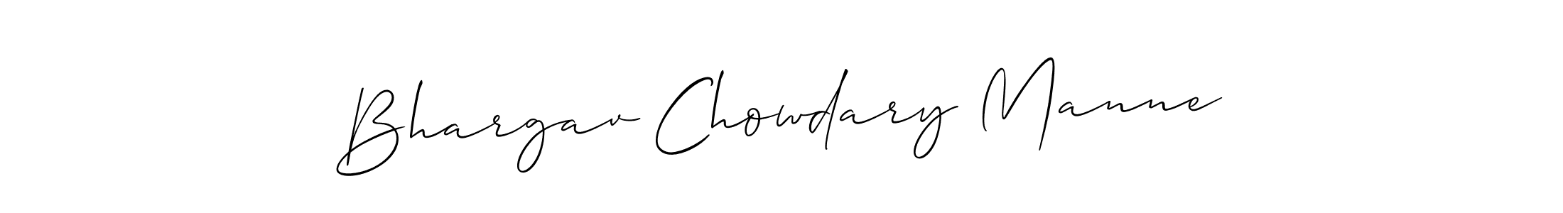 You should practise on your own different ways (Allison_Script) to write your name (Bhargav Chowdary Manne) in signature. don't let someone else do it for you. Bhargav Chowdary Manne signature style 2 images and pictures png