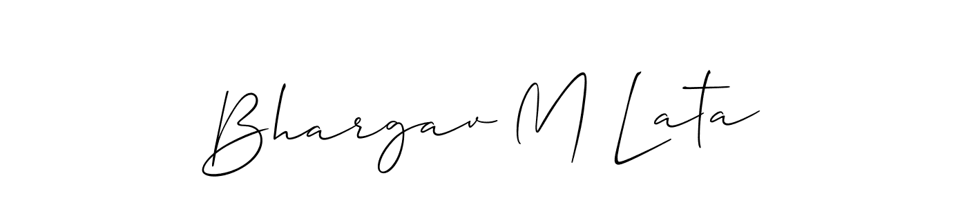 How to make Bhargav M Lata name signature. Use Allison_Script style for creating short signs online. This is the latest handwritten sign. Bhargav M Lata signature style 2 images and pictures png