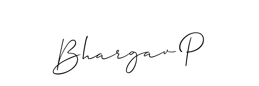 Design your own signature with our free online signature maker. With this signature software, you can create a handwritten (Allison_Script) signature for name Bhargav P. Bhargav P signature style 2 images and pictures png