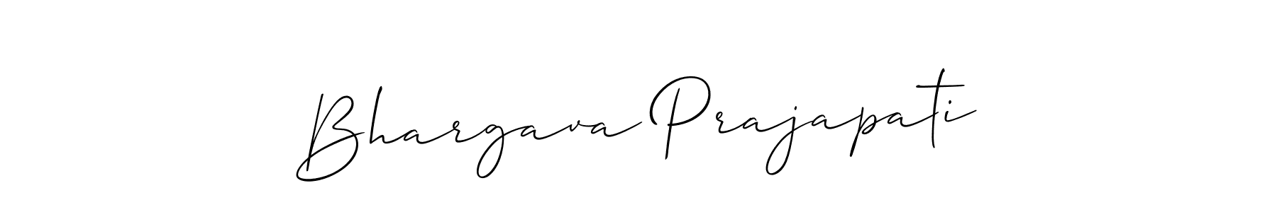 How to make Bhargava Prajapati name signature. Use Allison_Script style for creating short signs online. This is the latest handwritten sign. Bhargava Prajapati signature style 2 images and pictures png