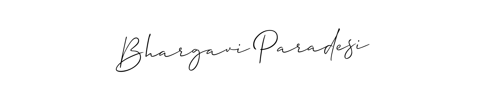 Make a beautiful signature design for name Bhargavi Paradesi. With this signature (Allison_Script) style, you can create a handwritten signature for free. Bhargavi Paradesi signature style 2 images and pictures png
