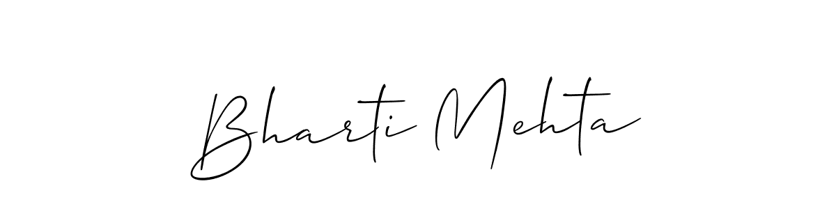 Make a beautiful signature design for name Bharti Mehta. With this signature (Allison_Script) style, you can create a handwritten signature for free. Bharti Mehta signature style 2 images and pictures png