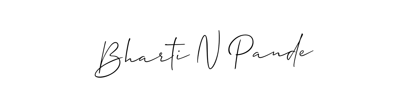How to make Bharti N Pande name signature. Use Allison_Script style for creating short signs online. This is the latest handwritten sign. Bharti N Pande signature style 2 images and pictures png