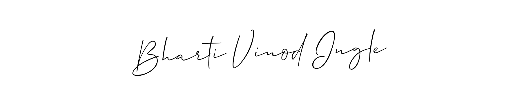 Allison_Script is a professional signature style that is perfect for those who want to add a touch of class to their signature. It is also a great choice for those who want to make their signature more unique. Get Bharti Vinod Ingle name to fancy signature for free. Bharti Vinod Ingle signature style 2 images and pictures png