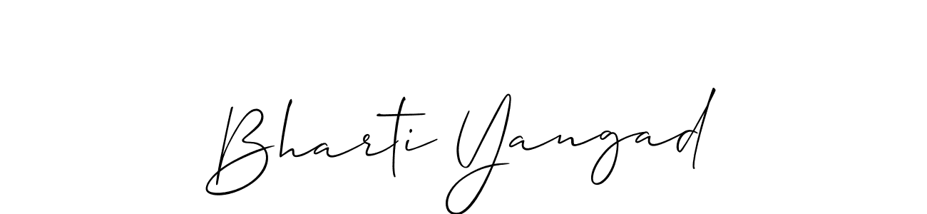 You should practise on your own different ways (Allison_Script) to write your name (Bharti Yangad) in signature. don't let someone else do it for you. Bharti Yangad signature style 2 images and pictures png