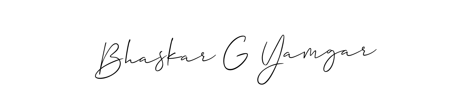 if you are searching for the best signature style for your name Bhaskar G Yamgar. so please give up your signature search. here we have designed multiple signature styles  using Allison_Script. Bhaskar G Yamgar signature style 2 images and pictures png