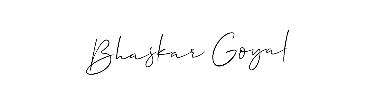 Create a beautiful signature design for name Bhaskar Goyal. With this signature (Allison_Script) fonts, you can make a handwritten signature for free. Bhaskar Goyal signature style 2 images and pictures png