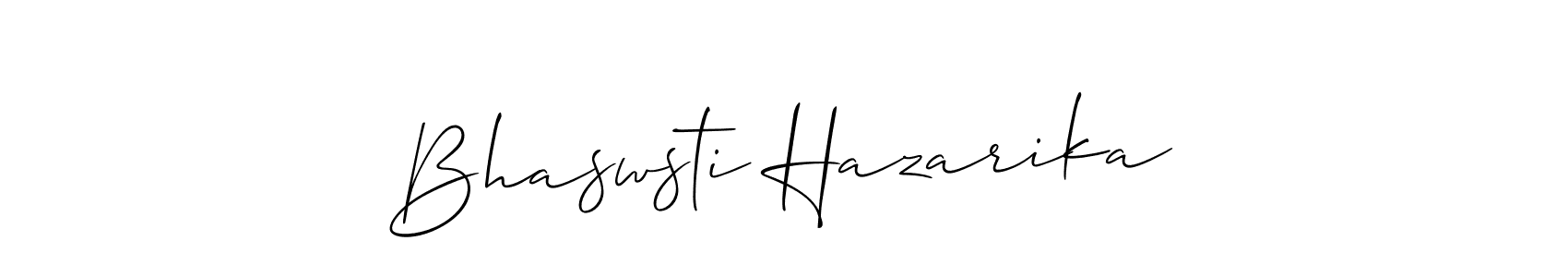 This is the best signature style for the Bhaswsti Hazarika name. Also you like these signature font (Allison_Script). Mix name signature. Bhaswsti Hazarika signature style 2 images and pictures png