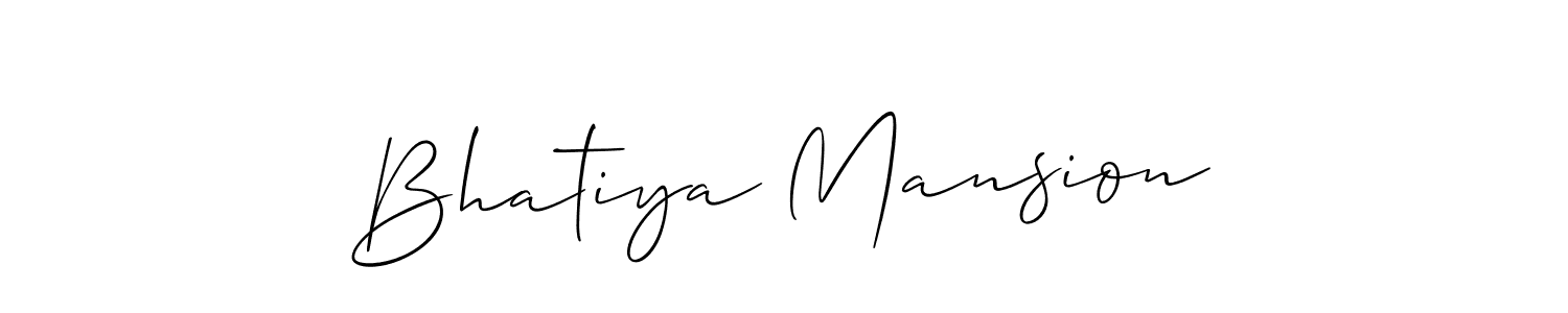 Create a beautiful signature design for name Bhatiya Mansion. With this signature (Allison_Script) fonts, you can make a handwritten signature for free. Bhatiya Mansion signature style 2 images and pictures png