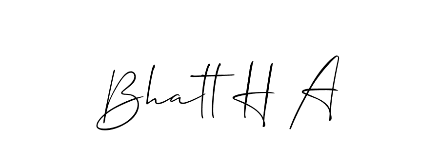 How to make Bhatt H A name signature. Use Allison_Script style for creating short signs online. This is the latest handwritten sign. Bhatt H A signature style 2 images and pictures png