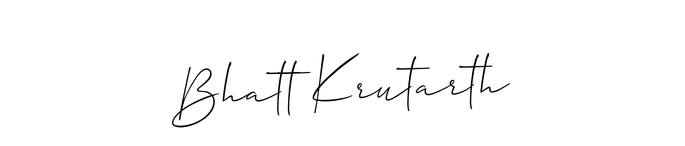 How to make Bhatt Krutarth name signature. Use Allison_Script style for creating short signs online. This is the latest handwritten sign. Bhatt Krutarth signature style 2 images and pictures png