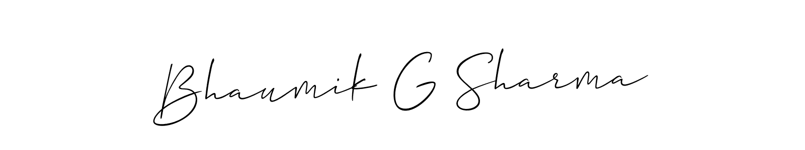 This is the best signature style for the Bhaumik G Sharma name. Also you like these signature font (Allison_Script). Mix name signature. Bhaumik G Sharma signature style 2 images and pictures png