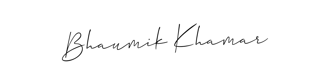 It looks lik you need a new signature style for name Bhaumik Khamar. Design unique handwritten (Allison_Script) signature with our free signature maker in just a few clicks. Bhaumik Khamar signature style 2 images and pictures png