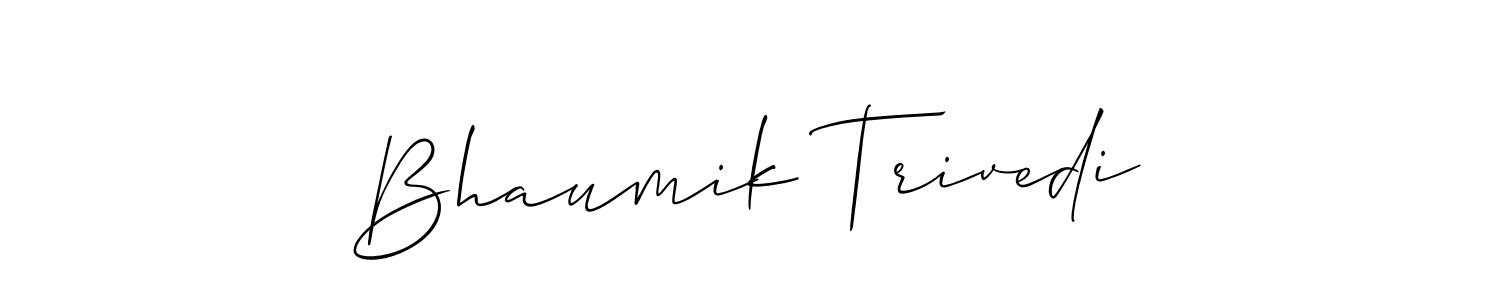 Make a short Bhaumik Trivedi signature style. Manage your documents anywhere anytime using Allison_Script. Create and add eSignatures, submit forms, share and send files easily. Bhaumik Trivedi signature style 2 images and pictures png