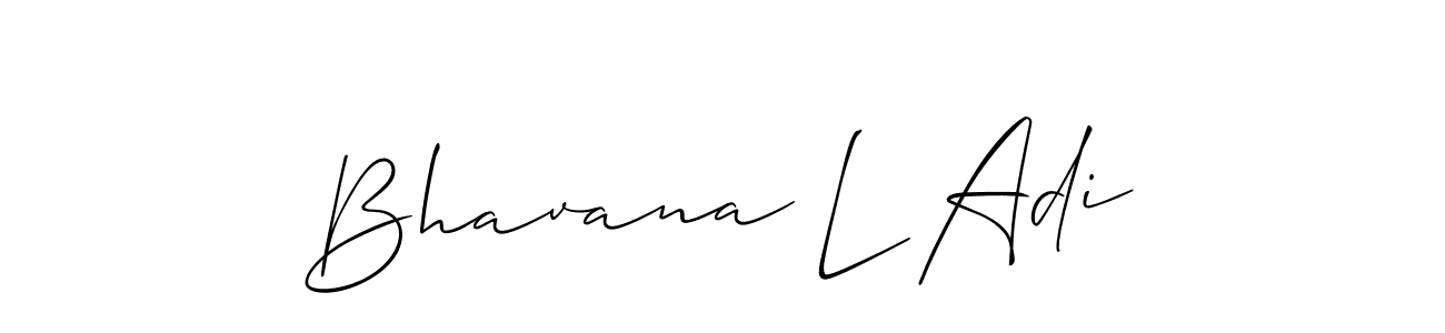 The best way (Allison_Script) to make a short signature is to pick only two or three words in your name. The name Bhavana L Adi include a total of six letters. For converting this name. Bhavana L Adi signature style 2 images and pictures png