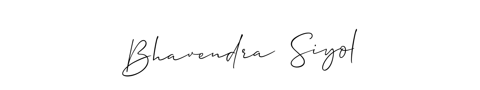 The best way (Allison_Script) to make a short signature is to pick only two or three words in your name. The name Bhavendra  Siyol include a total of six letters. For converting this name. Bhavendra  Siyol signature style 2 images and pictures png