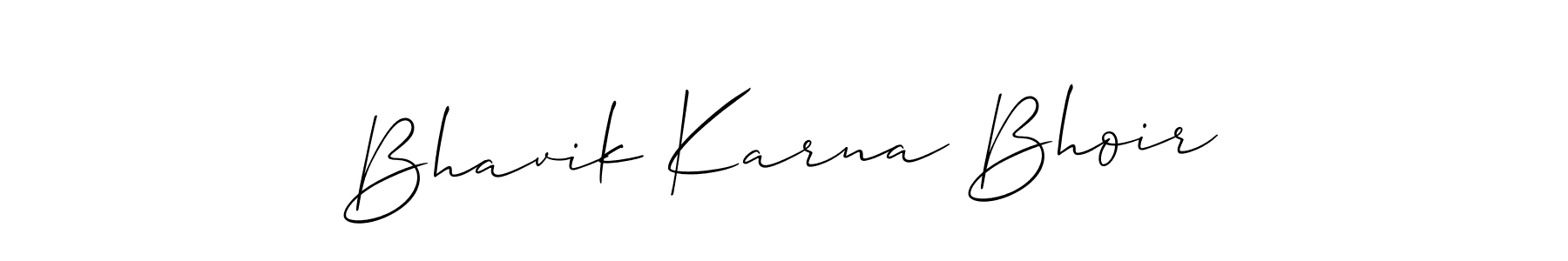 The best way (Allison_Script) to make a short signature is to pick only two or three words in your name. The name Bhavik Karna Bhoir include a total of six letters. For converting this name. Bhavik Karna Bhoir signature style 2 images and pictures png