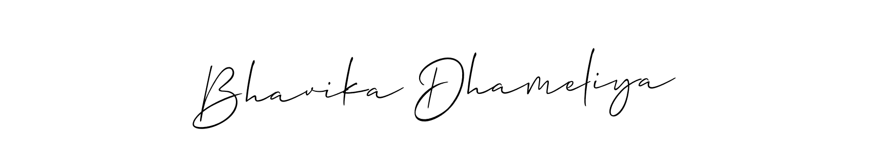 How to Draw Bhavika Dhameliya signature style? Allison_Script is a latest design signature styles for name Bhavika Dhameliya. Bhavika Dhameliya signature style 2 images and pictures png