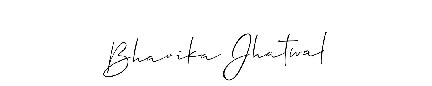 How to make Bhavika Jhatwal name signature. Use Allison_Script style for creating short signs online. This is the latest handwritten sign. Bhavika Jhatwal signature style 2 images and pictures png