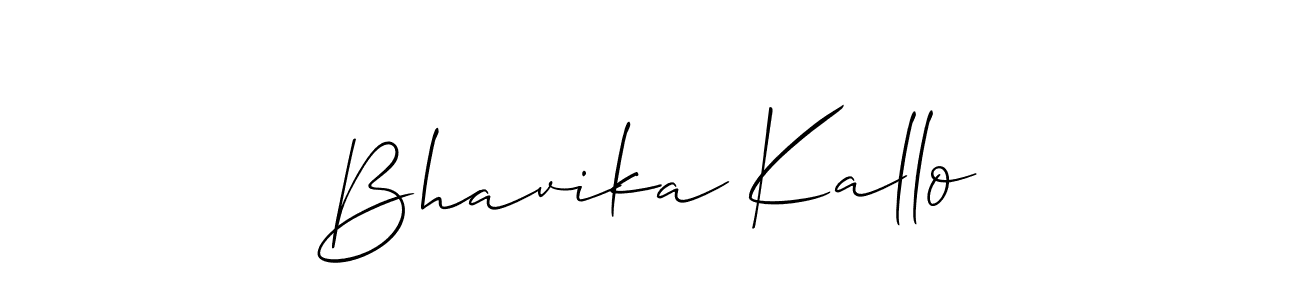 How to make Bhavika Kallo name signature. Use Allison_Script style for creating short signs online. This is the latest handwritten sign. Bhavika Kallo signature style 2 images and pictures png