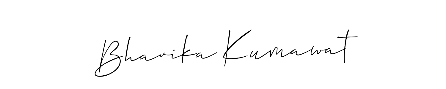 Allison_Script is a professional signature style that is perfect for those who want to add a touch of class to their signature. It is also a great choice for those who want to make their signature more unique. Get Bhavika Kumawat name to fancy signature for free. Bhavika Kumawat signature style 2 images and pictures png