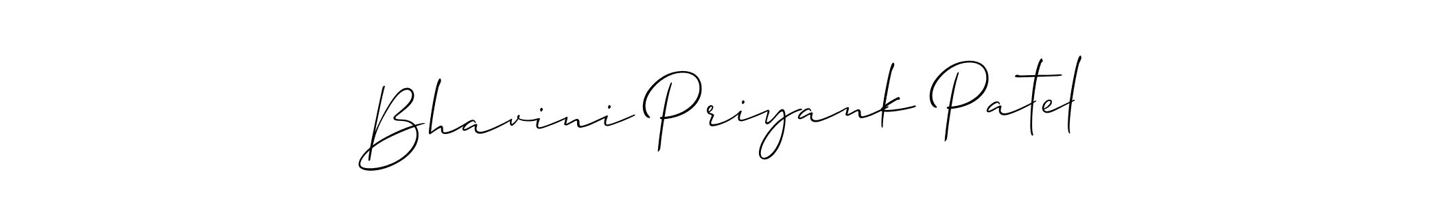 Create a beautiful signature design for name Bhavini Priyank Patel. With this signature (Allison_Script) fonts, you can make a handwritten signature for free. Bhavini Priyank Patel signature style 2 images and pictures png