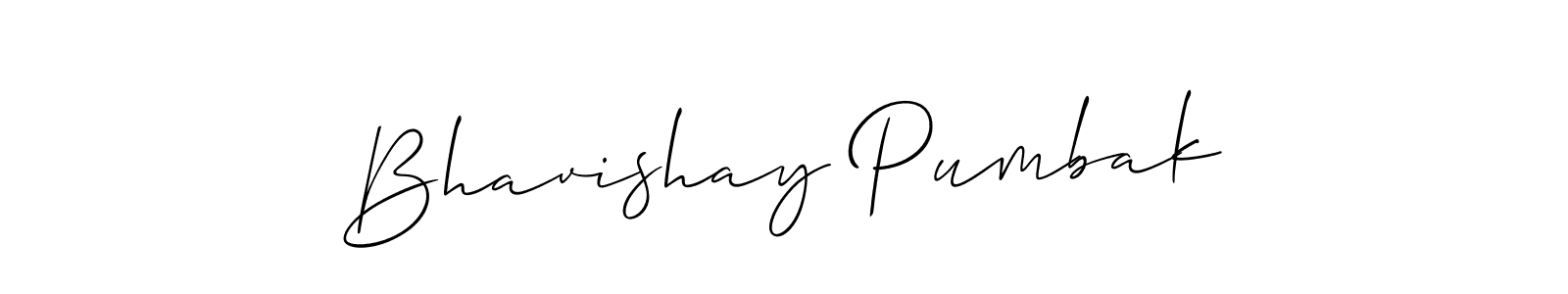Make a beautiful signature design for name Bhavishay Pumbak. With this signature (Allison_Script) style, you can create a handwritten signature for free. Bhavishay Pumbak signature style 2 images and pictures png