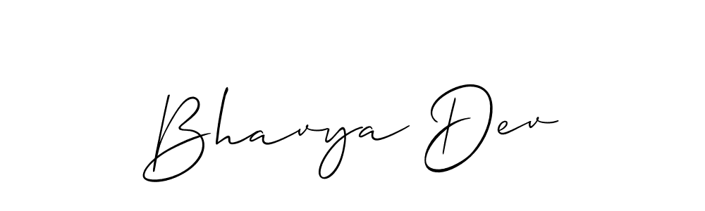 The best way (Allison_Script) to make a short signature is to pick only two or three words in your name. The name Bhavya Dev include a total of six letters. For converting this name. Bhavya Dev signature style 2 images and pictures png