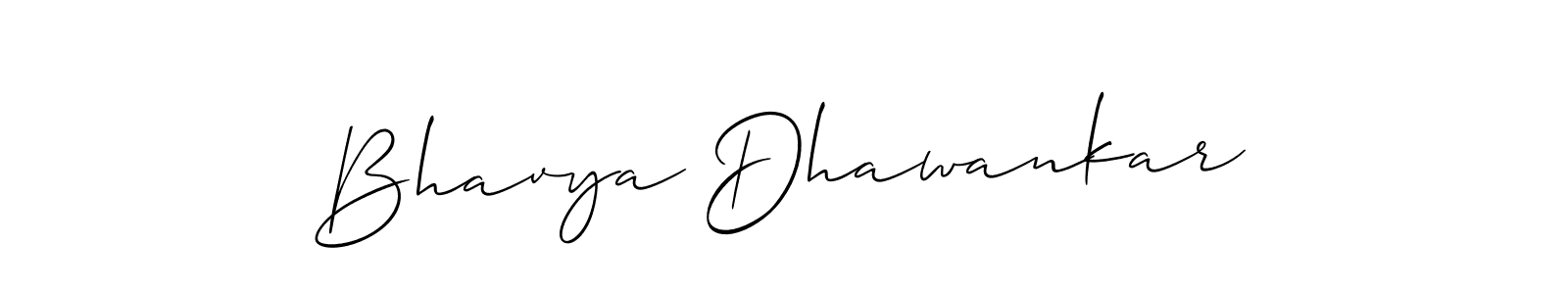How to make Bhavya Dhawankar name signature. Use Allison_Script style for creating short signs online. This is the latest handwritten sign. Bhavya Dhawankar signature style 2 images and pictures png