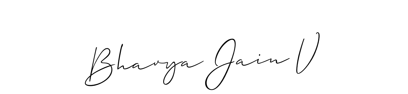 Make a beautiful signature design for name Bhavya Jain V. With this signature (Allison_Script) style, you can create a handwritten signature for free. Bhavya Jain V signature style 2 images and pictures png