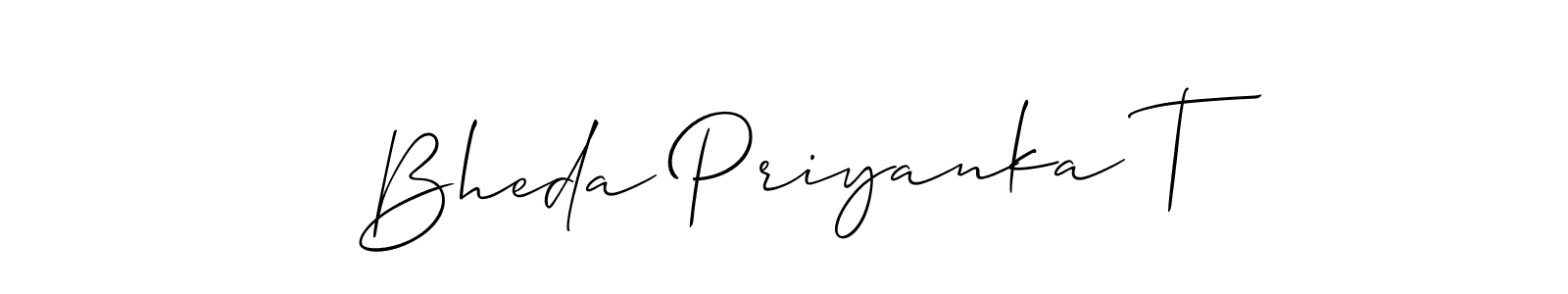 This is the best signature style for the Bheda Priyanka T name. Also you like these signature font (Allison_Script). Mix name signature. Bheda Priyanka T signature style 2 images and pictures png