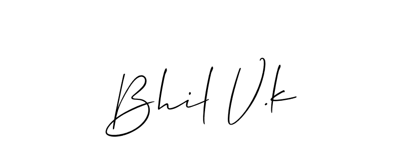 Design your own signature with our free online signature maker. With this signature software, you can create a handwritten (Allison_Script) signature for name Bhil V.k. Bhil V.k signature style 2 images and pictures png