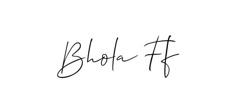 if you are searching for the best signature style for your name Bhola Ff. so please give up your signature search. here we have designed multiple signature styles  using Allison_Script. Bhola Ff signature style 2 images and pictures png