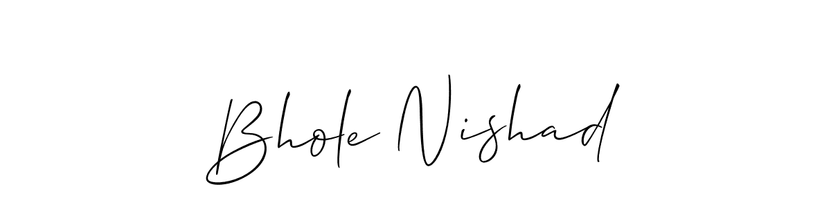 if you are searching for the best signature style for your name Bhole Nishad. so please give up your signature search. here we have designed multiple signature styles  using Allison_Script. Bhole Nishad signature style 2 images and pictures png